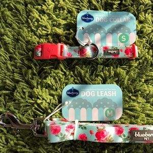 Dog Collar + Leash Blueberry pet floral